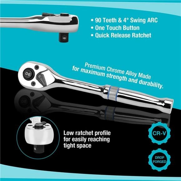 DURATECH Bit Socket Set, 42-piece with Storage Case, SAE & Metric - Picture 4 of 7